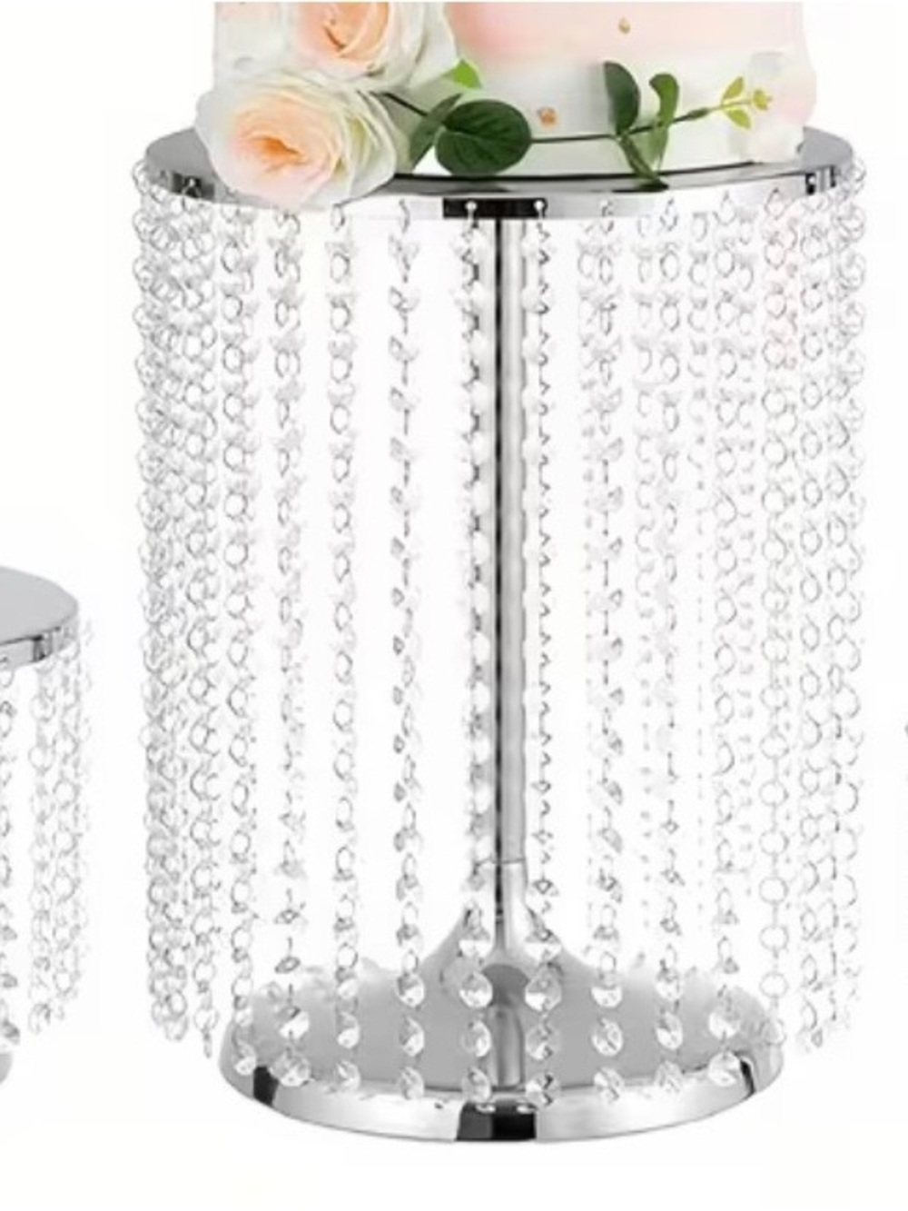Crystal 3 Beaded Cake Stands - Silver